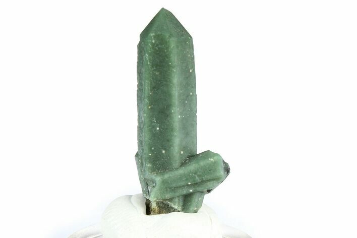 Green Hedenbergite Included Quartz Cluster - Mongolia #366503